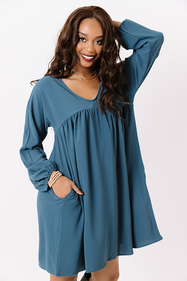 Charming Pose Babydoll Dress In Teal Image - 4