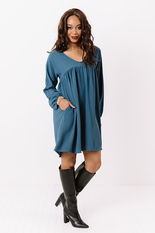 Charming Pose Babydoll Dress In Teal Image - 2