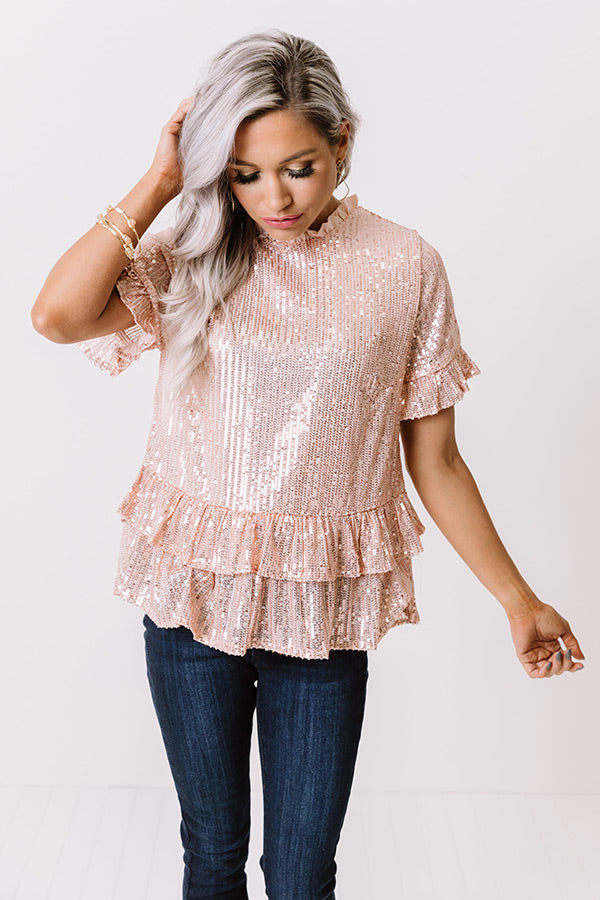 Counting Down To Kisses Sequin Top In Pink