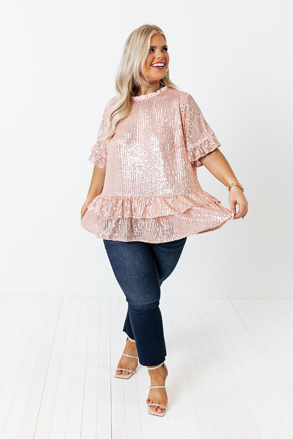 Counting Down To Kisses Sequin Top In Pink Curves Image - 3