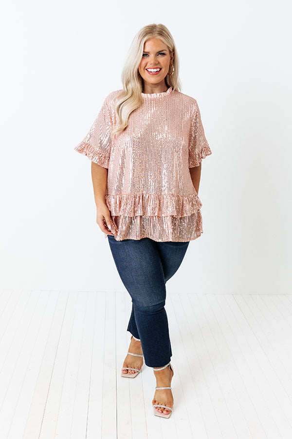 Counting Down To Kisses Sequin Top In Pink Curves Image - 1