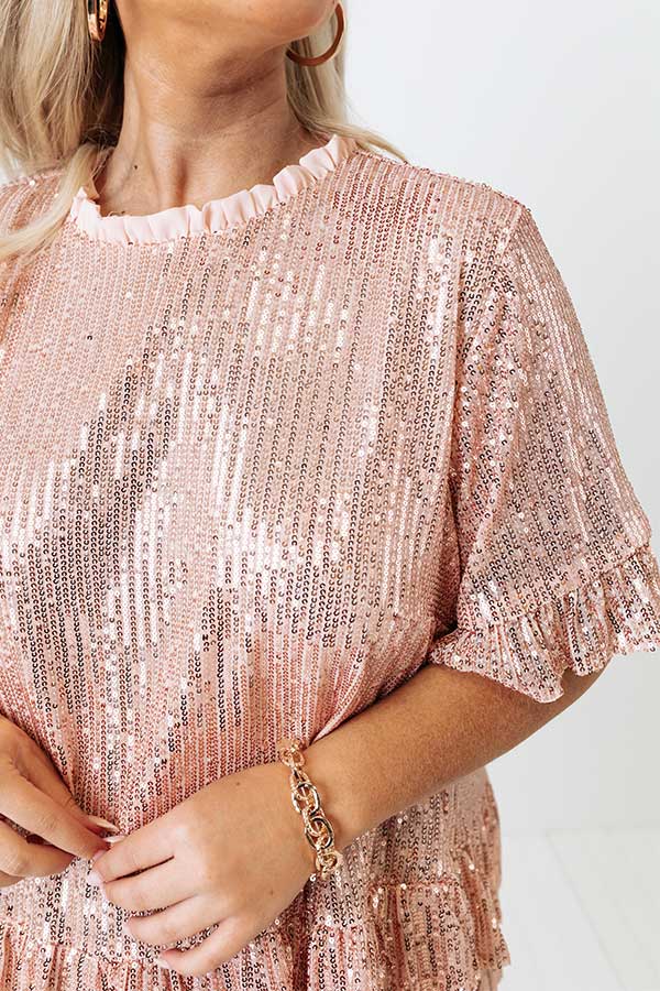 Counting Down To Kisses Sequin Top In Pink Curves Image - 4