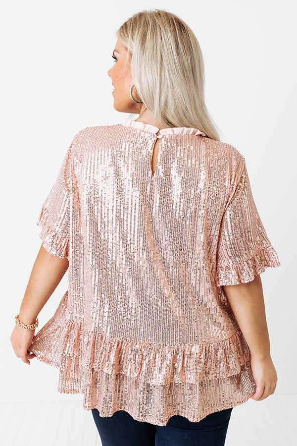 Counting Down To Kisses Sequin Top In Pink Curves Image - 5