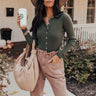 Cool And Carefree Button Up Top In Olive Image - 1