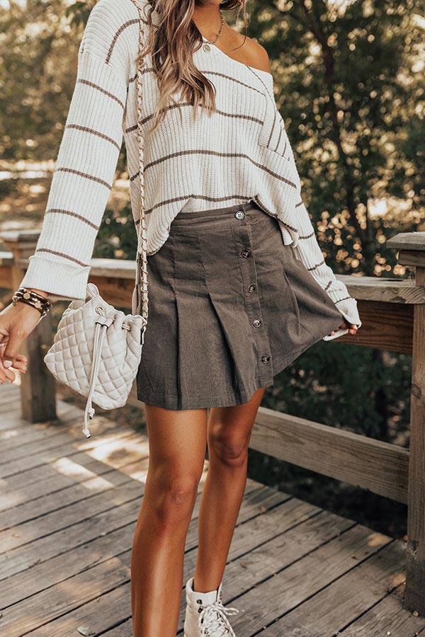 Now And Later Button Up Skirt In Espresso • Impressions Online Boutique