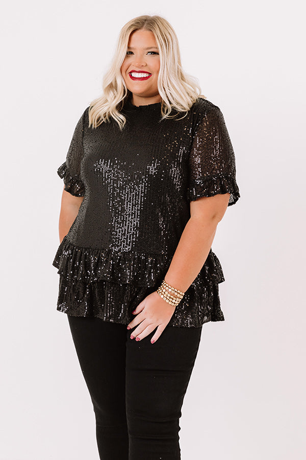 Counting Down To Kisses Sequin Top In Black   Curves Image - 1