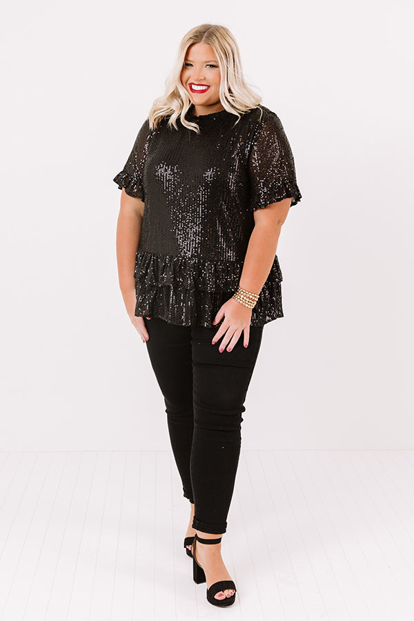 Counting Down To Kisses Sequin Top In Black   Curves Image - 2