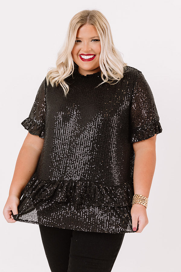 Counting Down To Kisses Sequin Top In Black   Curves Image - 3