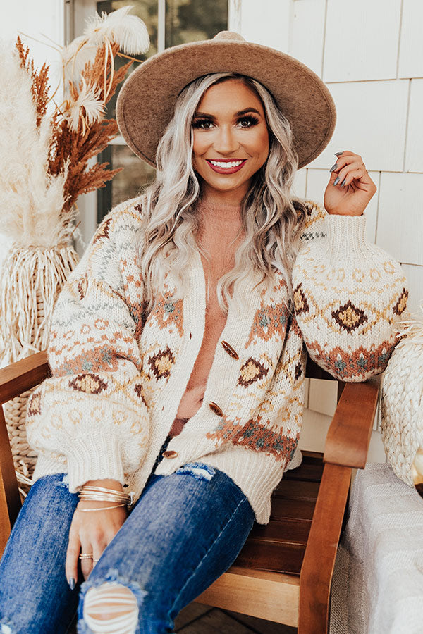 Gave You My Heart Knit Cardigan in Beige Image - 1