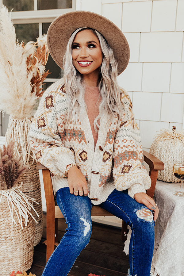 Gave You My Heart Knit Cardigan in Beige Image - 4