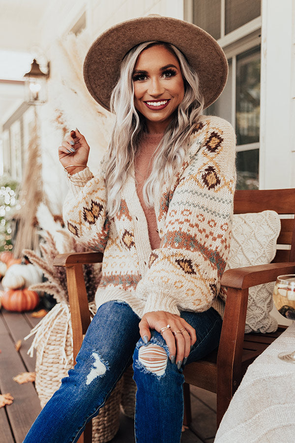 Gave You My Heart Knit Cardigan in Beige Image - 5