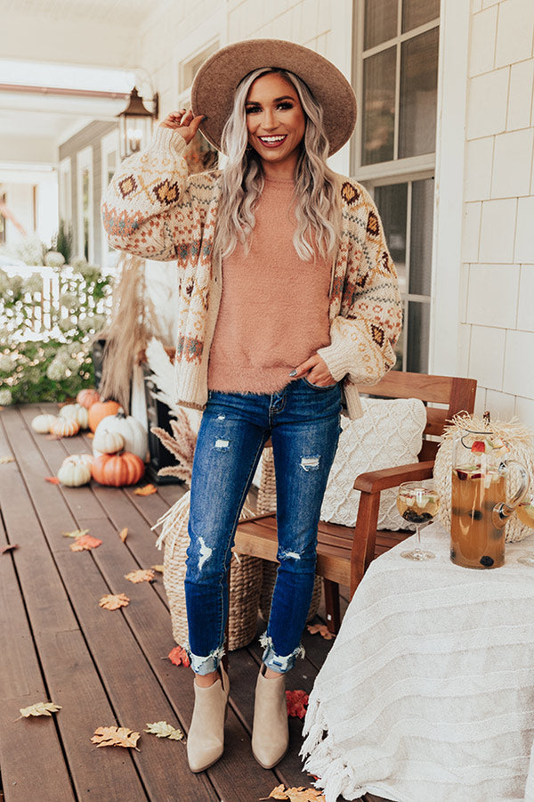 Gave You My Heart Knit Cardigan in Beige Image - 3