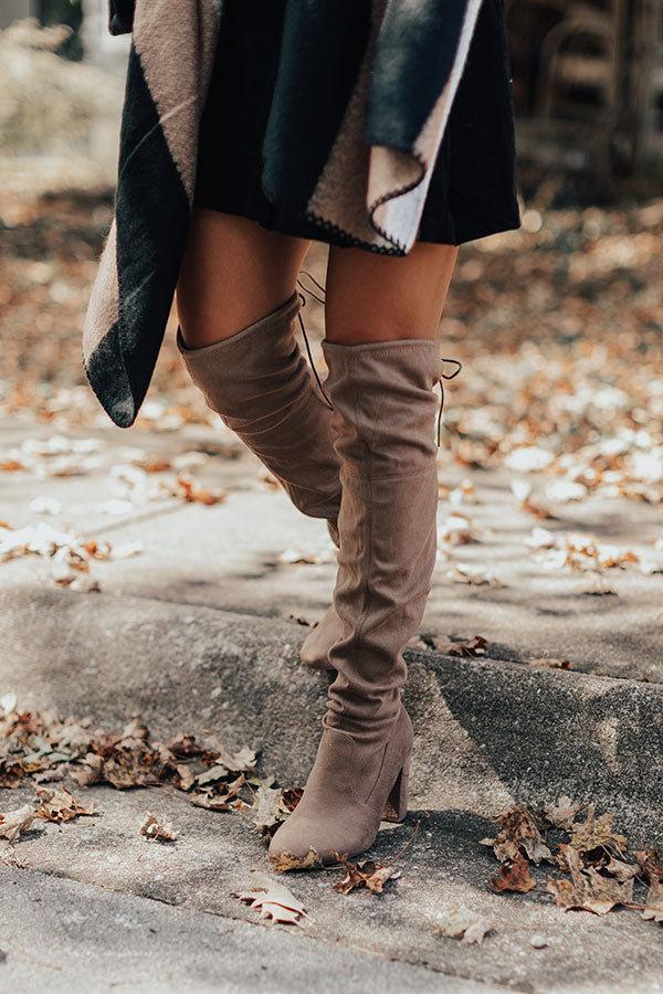 The Raven Faux Suede Thigh High Boot In Warm Taupe Image - 3