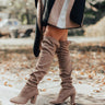 The Raven Faux Suede Thigh High Boot In Warm Taupe Image - 1