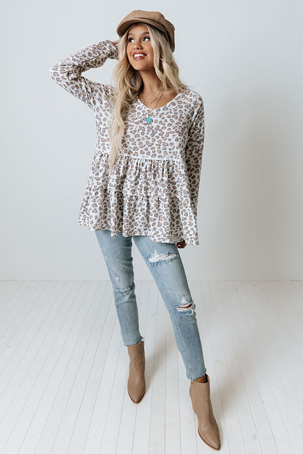 Cappuccino Cutie Leopard Shift Top in White Image - 1