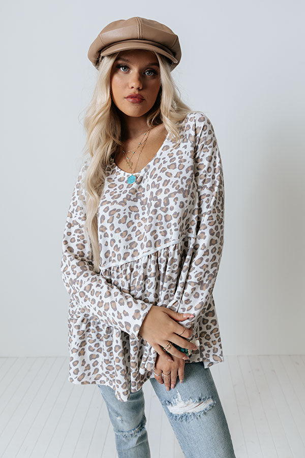 Cappuccino Cutie Leopard Shift Top in White Image - 2