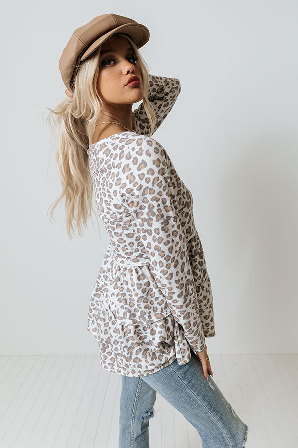 Cappuccino Cutie Leopard Shift Top in White Image - 3