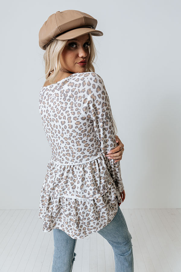 Cappuccino Cutie Leopard Shift Top in White Image - 4