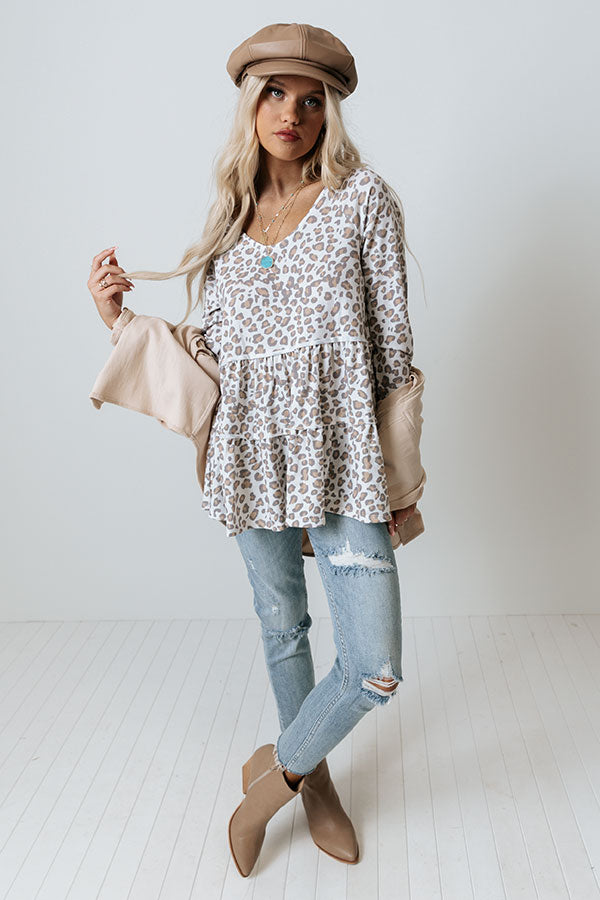 Cappuccino Cutie Leopard Shift Top in White Image - 5