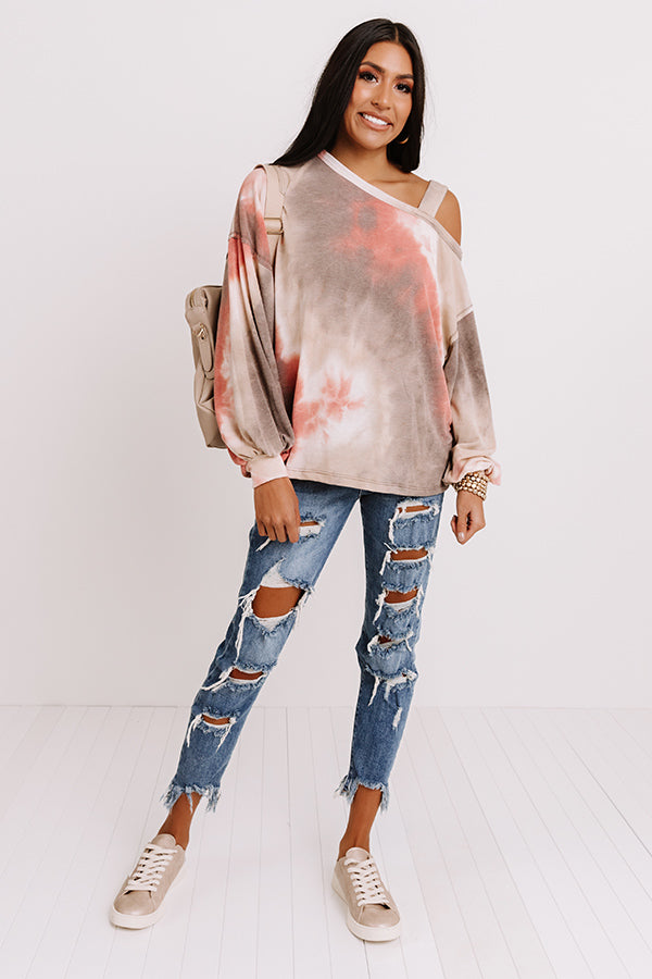 Evening Chill Tie Dye Sweater In Pink