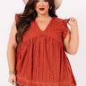 Sugar Pie Babydoll Eyelet Top In Rust   Curves Image - 1