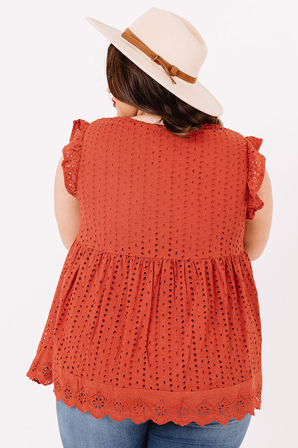Sugar Pie Babydoll Eyelet Top In Rust   Curves Image - 3