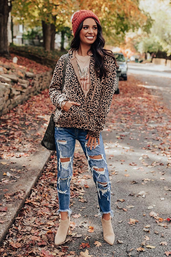 Perfectly Cozy Leopard Sweater In Mocha Image - 4