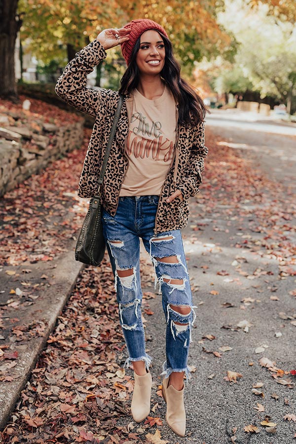 Perfectly Cozy Leopard Sweater In Mocha Image - 2