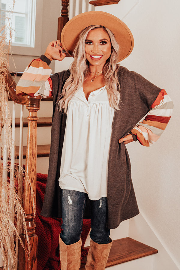 Hayride Happiness Cardigan In Charcoal Image - 3