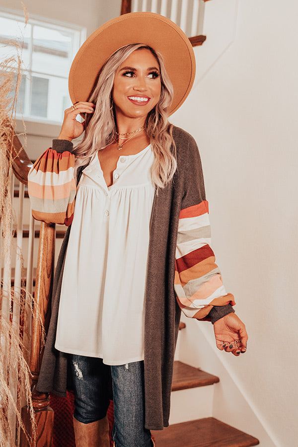 Hayride Happiness Cardigan In Charcoal Image - 1