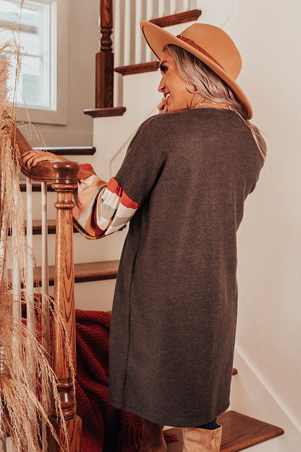 Hayride Happiness Cardigan In Charcoal Image - 5