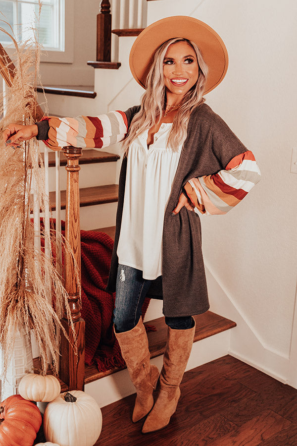 Hayride Happiness Cardigan In Charcoal Image - 4