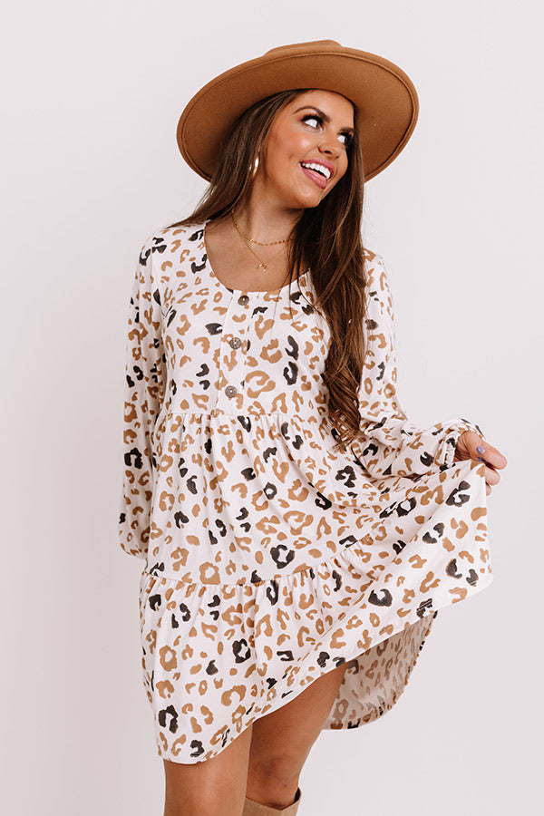 We Meet Again Leopard Babydoll Dress Image - 3