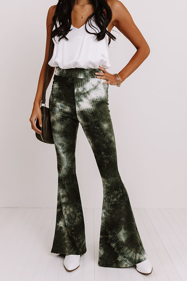Chime In Tie Dye Flare In Olive • Impressions Online Boutique