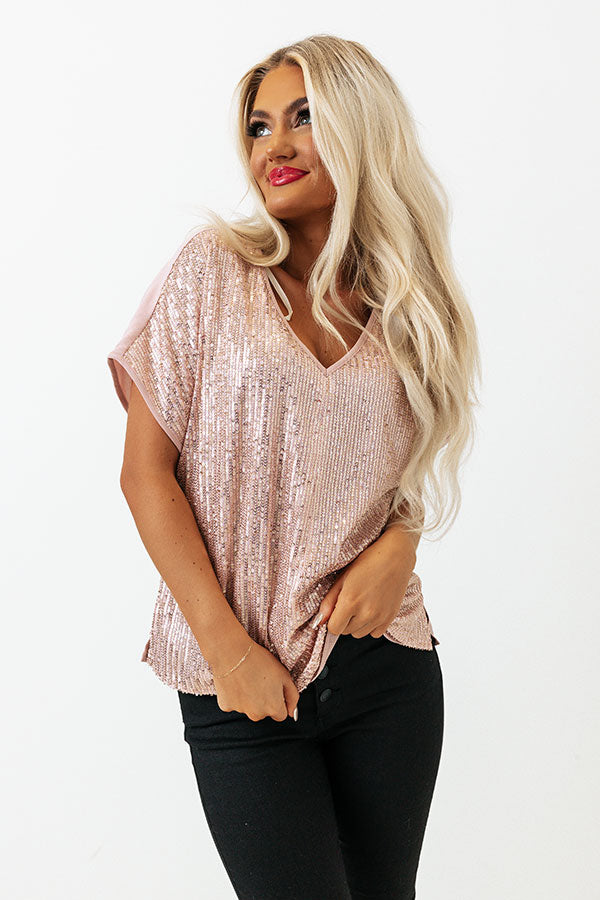 Gorgeous Glimmer Sequin Shift Top In Pink Image - 2
