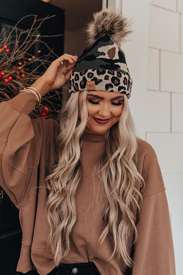 Outdoorsy Babe Faux Fur Pom Beanie Image - 1