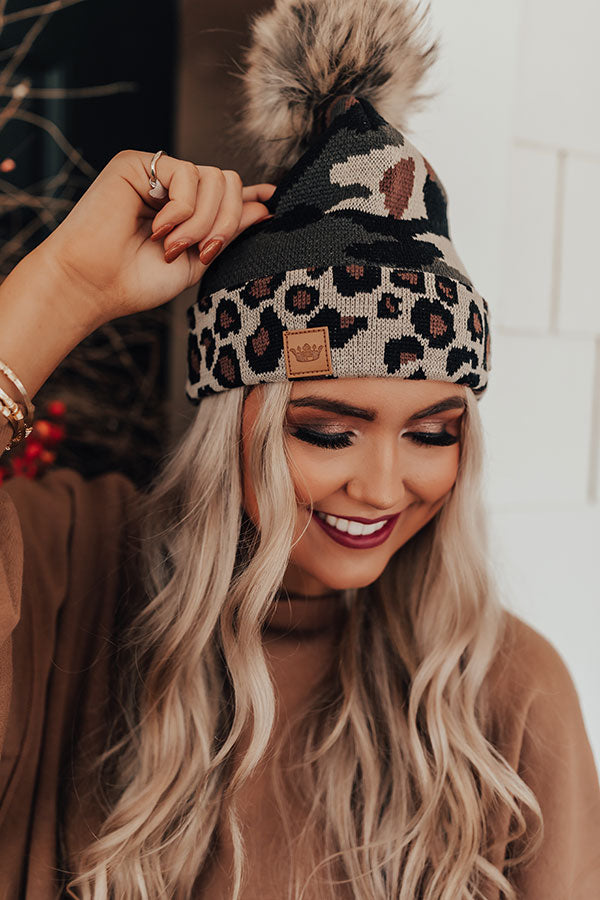 Outdoorsy Babe Faux Fur Pom Beanie Image - 3