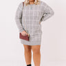 Crisp Evening Sweater Dress In Grey Curves Image - 1