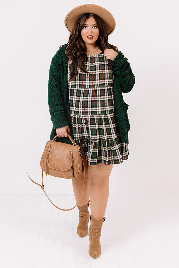 Cinnamon And Spice Plaid Babydoll Dress In Green   Curves Image - 2