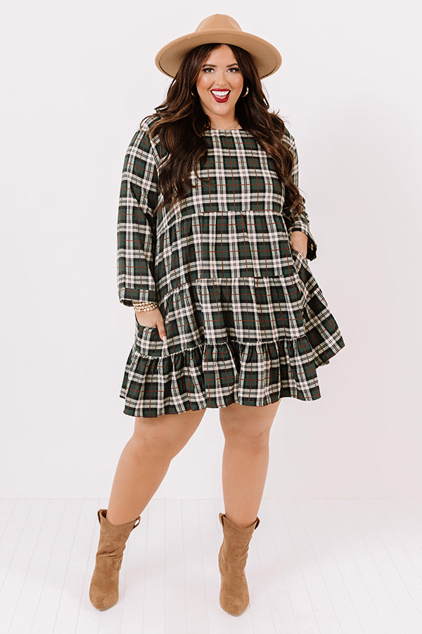 Cinnamon And Spice Plaid Babydoll Dress In Green   Curves Image - 3