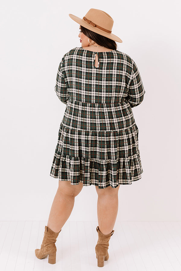 Cinnamon And Spice Plaid Babydoll Dress In Green   Curves Image - 4