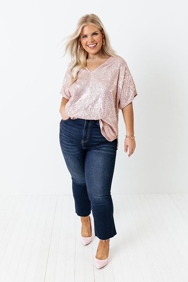 Gorgeous Glimmer Sequin Shift Top In Pink Curves Image - 4