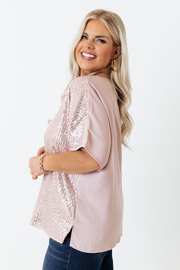 Gorgeous Glimmer Sequin Shift Top In Pink Curves Image - 2