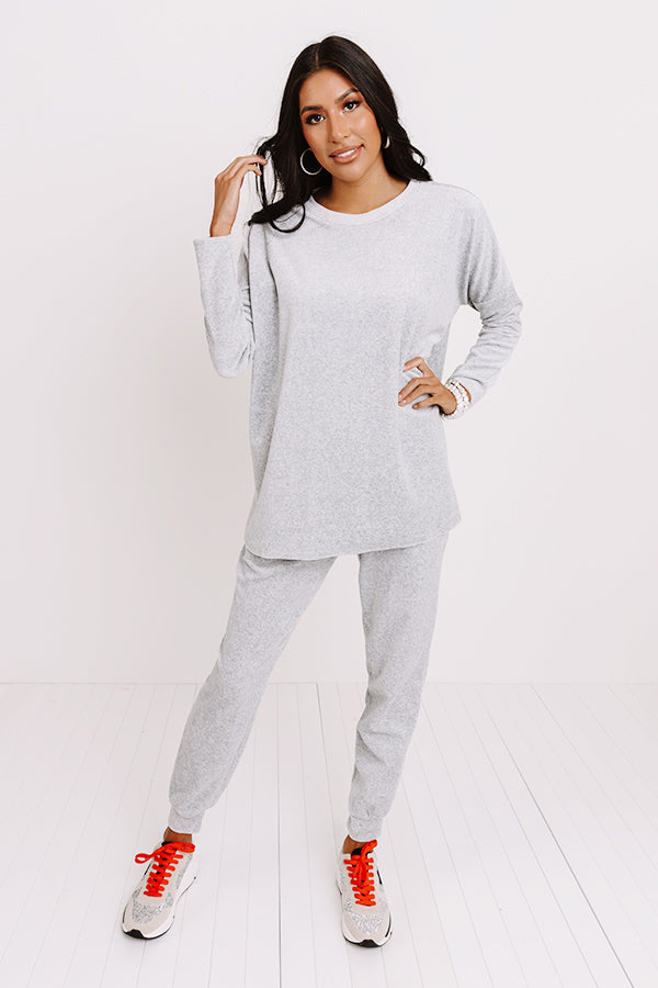 Queen Of Comfort Velour Sweatshirt In Grey Image - 2