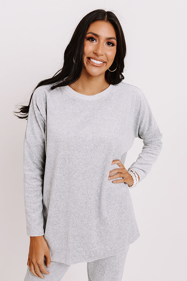 Queen Of Comfort Velour Sweatshirt In Grey Image - 3