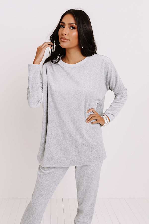 Queen Of Comfort Velour Sweatshirt In Grey Image - 1