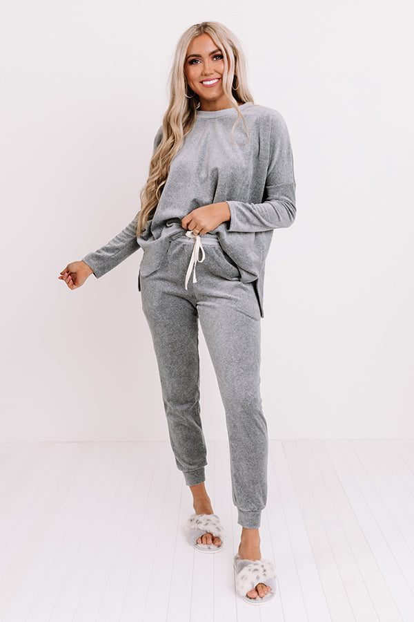 Queen Of Comfort Velour Sweatshirt In Dark Grey Image - 2