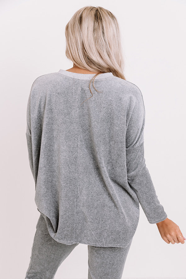Queen Of Comfort Velour Sweatshirt In Dark Grey Image - 5