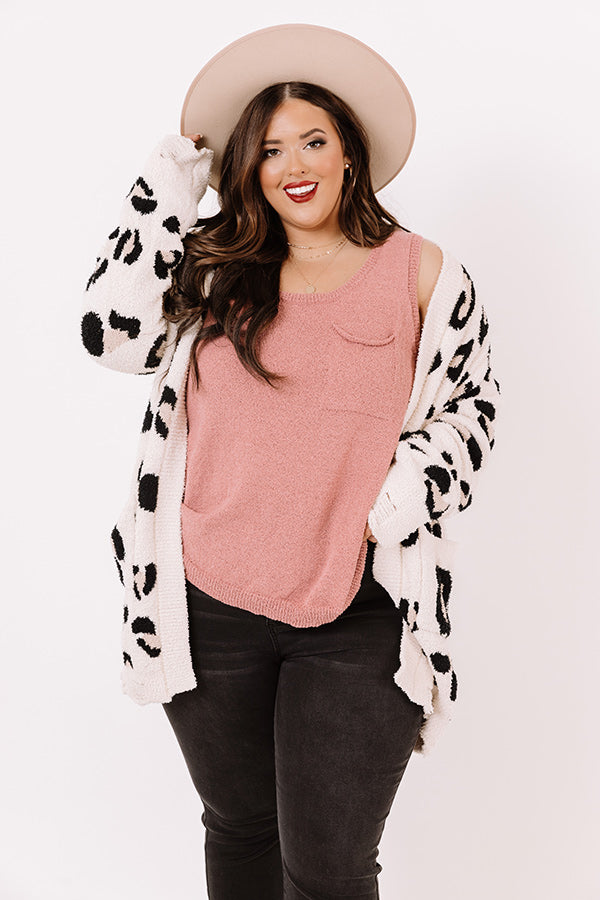 Cozy By The Fireplace Leopard Cardigan In Ivory   Curves
