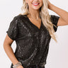 Gorgeous Glimmer Sequin Shift Top In Black Image - 1